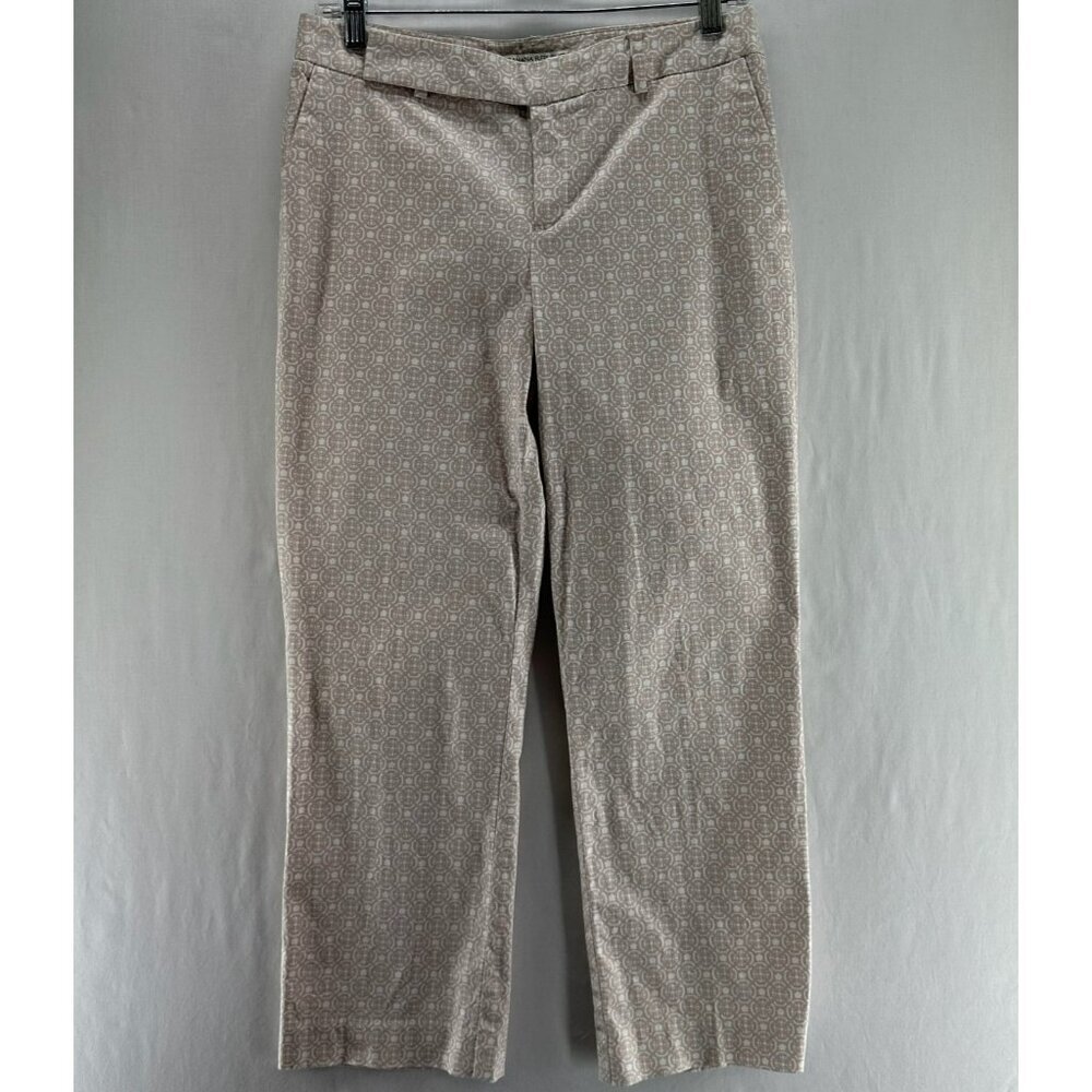 Banana Republic Martin Fit Pants Womens 6 Medallion Geometric Work Office Khaki